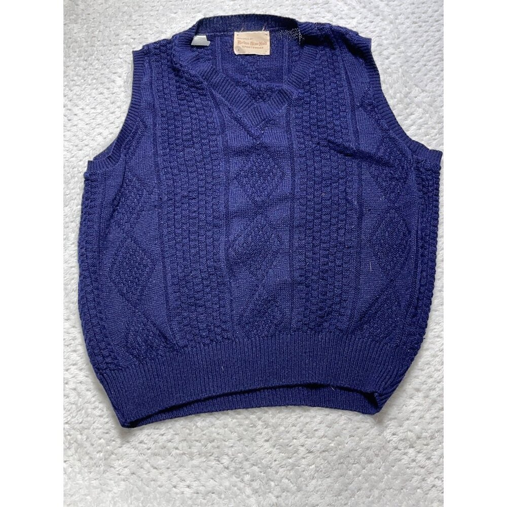 Vintage Brian MacNeil Navy‎ Blue Acrylic Sweater Vest - Large